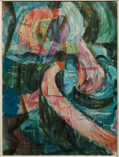 Konstruktion under et vandfald, en krydsning (olie på lærred) af Paul Klee