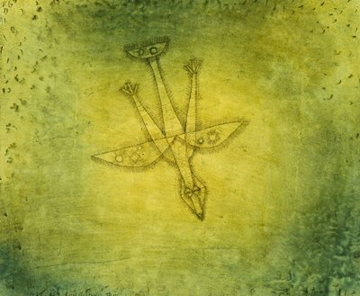 Ned den mere bekymrende fugl; Herabstossender Vogel af Paul Klee
