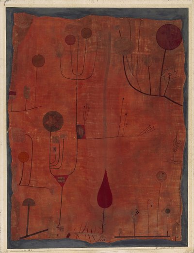 Frugter på rødt, 1930. af Paul Klee