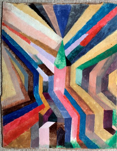 Grøn klokke som midtpunkt - Maleri af Paul Klee