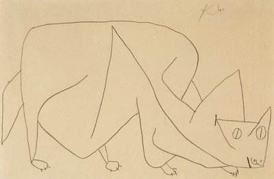 lurende kat; kat lurer af Paul Klee