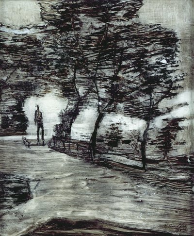 Parksti med høj mand og hund af Paul Klee