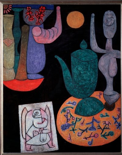 Stilleben på sort baggrund - maleri af Paul Klee