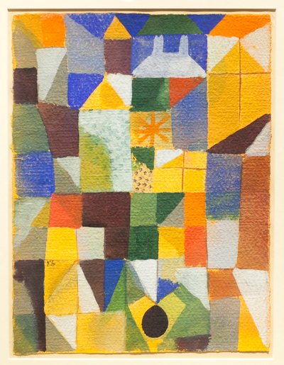 Bysammensætning med gule vinduer af Paul Klee