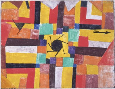 Med den roterende sorte sol og pilen, 1919. af Paul Klee