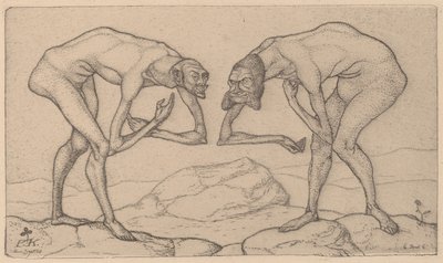 To mænd, der antager, at hinanden er i en højere position, møder Two Men Meet..., 1903. af Paul Klee