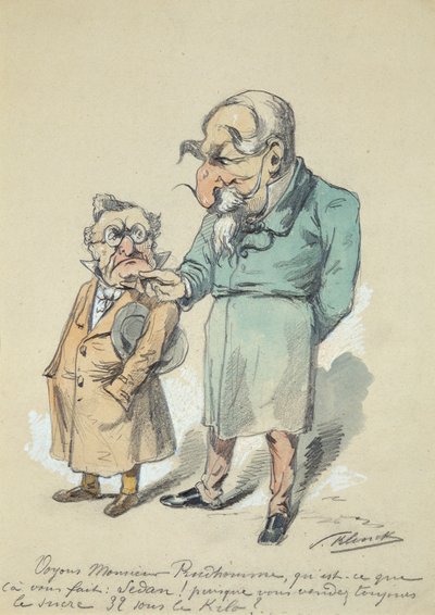Monsieur Prudhomme og Napoleon III (akvarel) af Paul Klenck