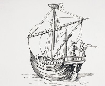 Et sejlskib fra det 15. århundrede. af Paul Lacroix