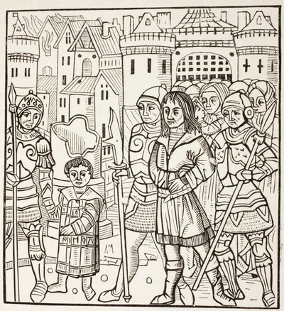 Louis, Louis Ix af Frankrig, og hans to brødre, Alphonse og Charles, bliver taget til fange af saracenerne efter slaget ved Fariskur i april 1250 under det syvende korstog. af Paul Lacroix