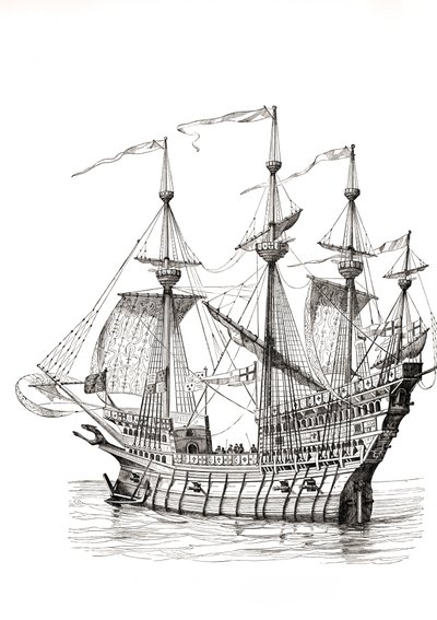 Krigsmanden, som transporterede kong Henry Viii fra England til Frankrig i 1520 til hans møde med kong Francis I på marken med det gyldne klæde. Efter en tegning af Holbein. af Paul Lacroix
