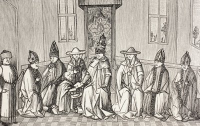 Eremitten Peter overbringer budskabet fra Simeon, patriark af Jerusalem, til pave Urban Ii. af Paul Lacroix