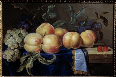 Still Life, Peches. Maleri af Paul Liegeois (17. århundrede) Sun. 0,31x0,47 M Rouen, Musee des Beaux Arts af Paul Liegeois