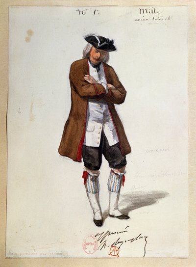 Kostume til Luisa Miller af Giuseppe Verdi, skitse af Paul Lormier