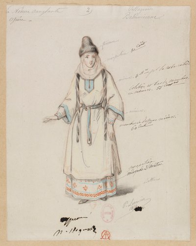 Gounod - Den blodige nonne - Fire kostumemodeller af Paul Lormier - 2. Bøhmisk landsbyboer af Paul Lormier