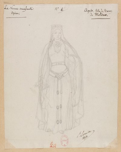 Gounod - Den blodige nonne - Fire kostumemodeller af Paul Lormier - 4. Agnes, datter af baron Moldaw af Paul Lormier