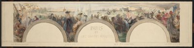 Skitse til indgangshallen i Hôtel de ville de Paris: Paris og de store epoker af Paul Louis Delance