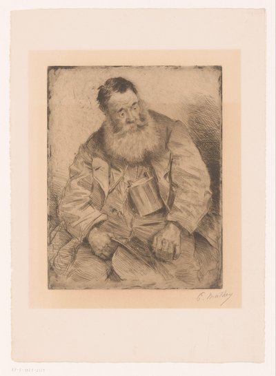Portræt af en siddende mand med skæg af Paul Mathey (signed by artist)