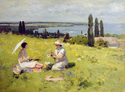 Plukke blomster (olie på lærred) af Paul Michel Dupuy