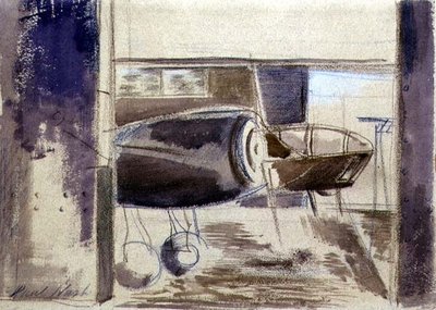 Langnæset Blenheim (kridt og akvarel på papir) af Paul Nash