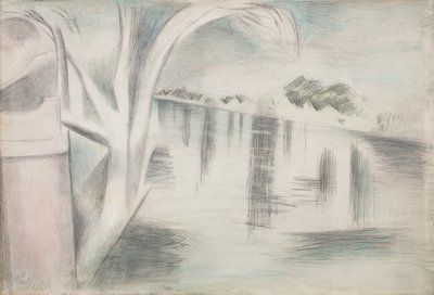 Flod og træer af Paul Nash