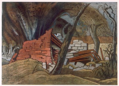 Shell Bursting, fra britiske kunstnere ved fronten, fortsættelse af vestfronten, tredje del, Paul Nash af Paul Nash