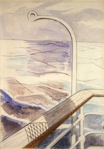 Skibsrail (blyant og akvarel på papir) af Paul Nash
