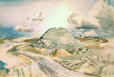 Silbury Hill (akvarel på papir) af Paul Nash