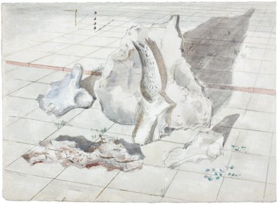 Studie til landskab af blegede objekter af Paul Nash