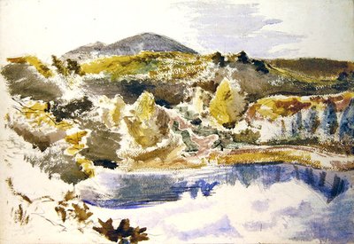 Den blå pool (akvarel på papir) af Paul Nash