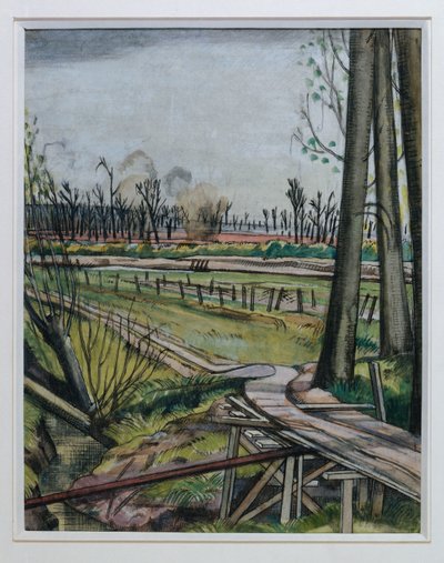 The Ridge, Wytschaete (akvarel, pen & sort blæk og farvet kridt) af Paul Nash