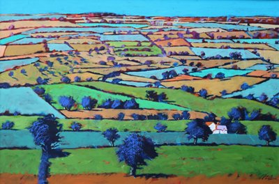 Beacon Hill (akryl om bord) af Paul Powis