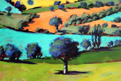 Coombe close up 2 (akryl om bord) af Paul Powis