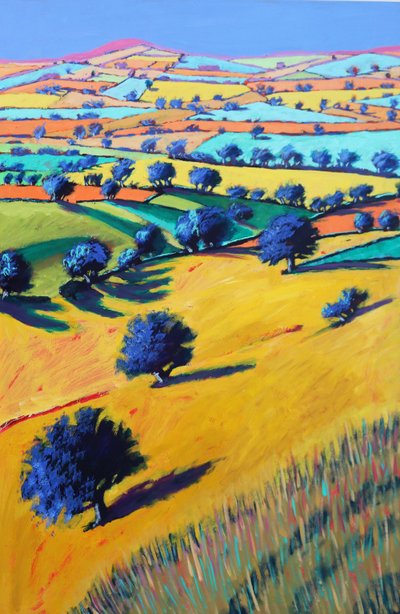 Cotswold Valley, 2021 (akryl på plade) af Paul Powis