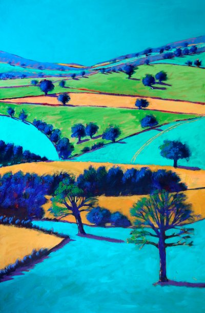 Cotswold Valley, 2024 (akryl på plade) af Paul Powis