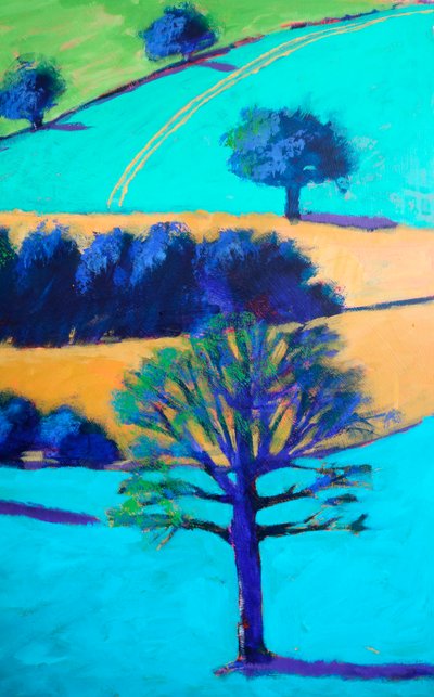 Cotswold Valley #3 (detalje), 2024 (akryl på plade) af Paul Powis