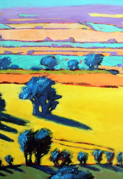 Cotswold Way close up 6 (akryl ombord) af Paul Powis