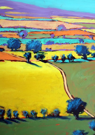 Cotswold Way close up 7 (akryl ombord) af Paul Powis