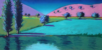 Lake Castlemorton, 2021 (akryl på plade) af Paul Powis