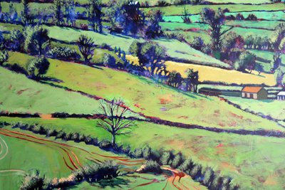 Pentre close up 2, 2019 (akryl om bord) af Paul Powis