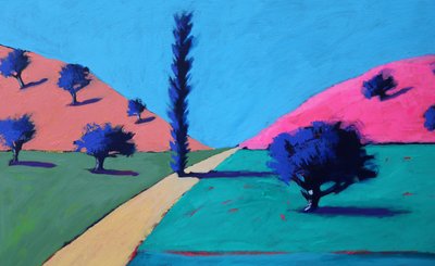 Pink Hills #2, 2022 (akryl på plade) af Paul Powis