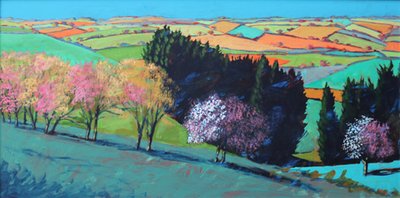 Teme Valley blomst (akryl om bord) af Paul Powis