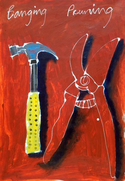 Tools From My Shed II, 2024 (akryl på papir) af Paul Powis