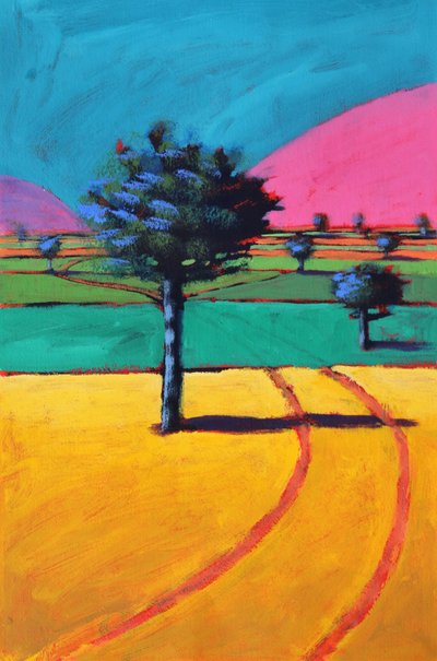 Towards Castlemorton, 2021 (akryl på papir) af Paul Powis