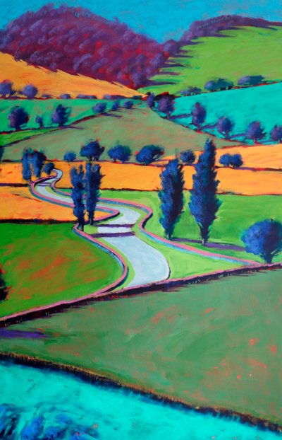 Towards Ledbury, 2024 (akryl på plade) af Paul Powis