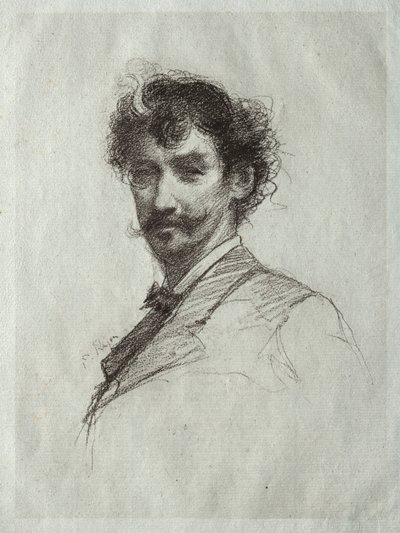James McNeill Whistler med White Lock og Monocle. af Paul Rajon
