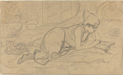 Studie til "Den lyvende læser" af Paul Elie Ranson
