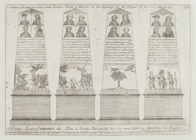 Obelisken under Liberty Tree, Boston af Paul Revere