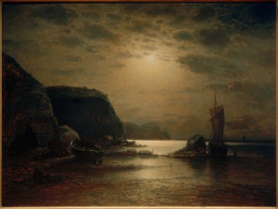 Rügen klippekyst i måneskin af Paul Riess