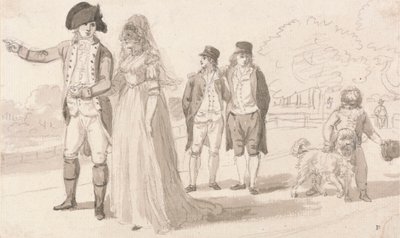 En familie i Hyde Park af Paul Sandby