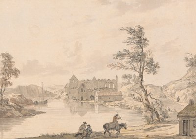 Askeaton Abbey nær Limerick, Irland ved floden Deel af Paul Sandby
